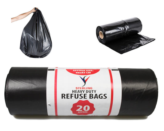 Heavy Duty Multipurpose Refuse Black Bags 20 Pack 70L (66cm x 83cm) STR6586M (Parcel Rate)