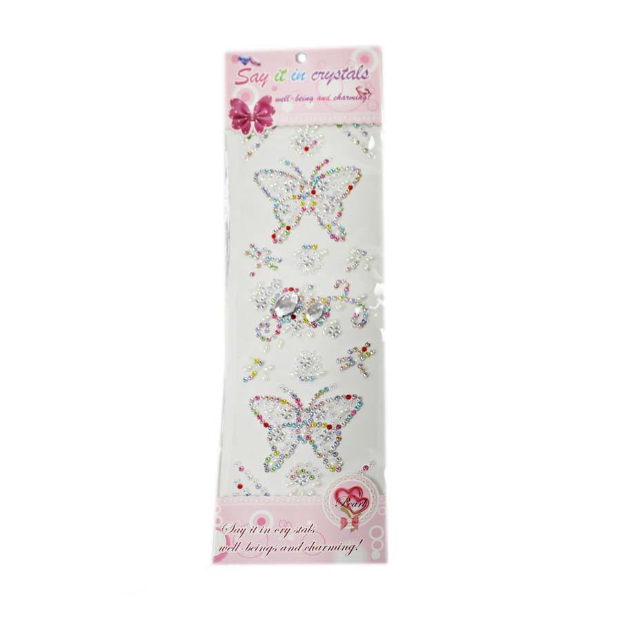 Say it in Crystals Single Sheet Butterfly Gem Stickers Assorted Colours 3492 (Large Letter Rate)