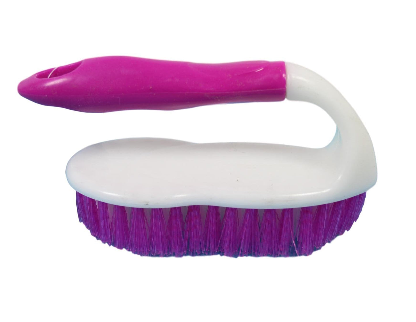 Scrubbing Kitchen Cleaning Brush With Handle Plastic Blue And Pink 15cm  5493 (Parcel Rate)