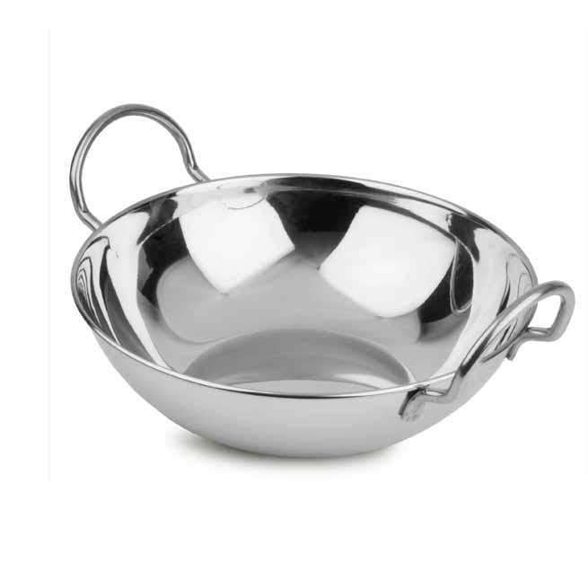 Stainless Steel Curry Indian Balti Food Serving Dish With Handle 18cm 2560/ ST3007 (Parcel Rate)