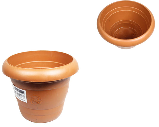 Plastic Brown Garden Flower Pot No.0 12 x 12 cm 0479 (Parcel Rate)