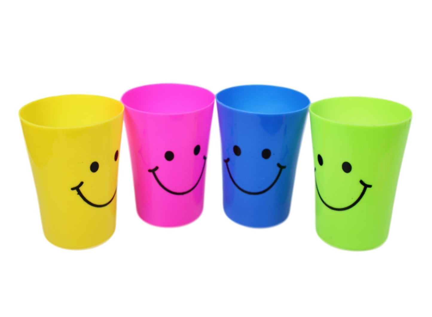 Children's Plastic Smiley Face Party Glasses Cups Pack of 4 0439 (Parcel Rate)