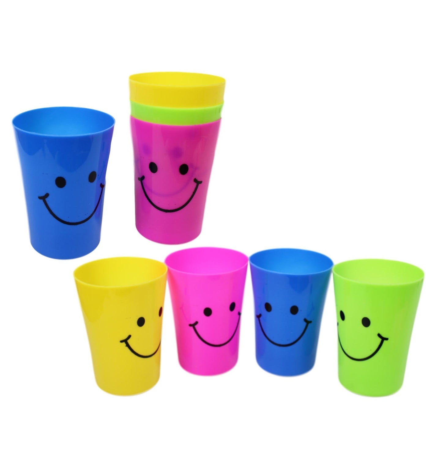Children's Plastic Smiley Face Party Glasses Cups Pack of 4 0439 (Parcel Rate)