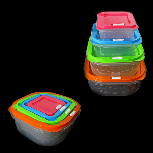 Plastic Square Food Storage Containers Set of 4 0401 (Parcel Rate)