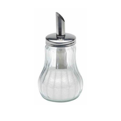 Clear Ribbed Glass Sugar Jar Dispenser 10 x 5 cm 7117 A  (Parcel Rate)