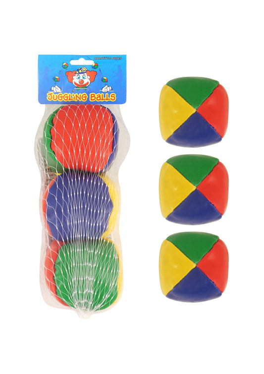3 Soft Juggling Balls Circus Clown Coloured Learn To Juggle Toy Game T03069 (Parcel Rate)