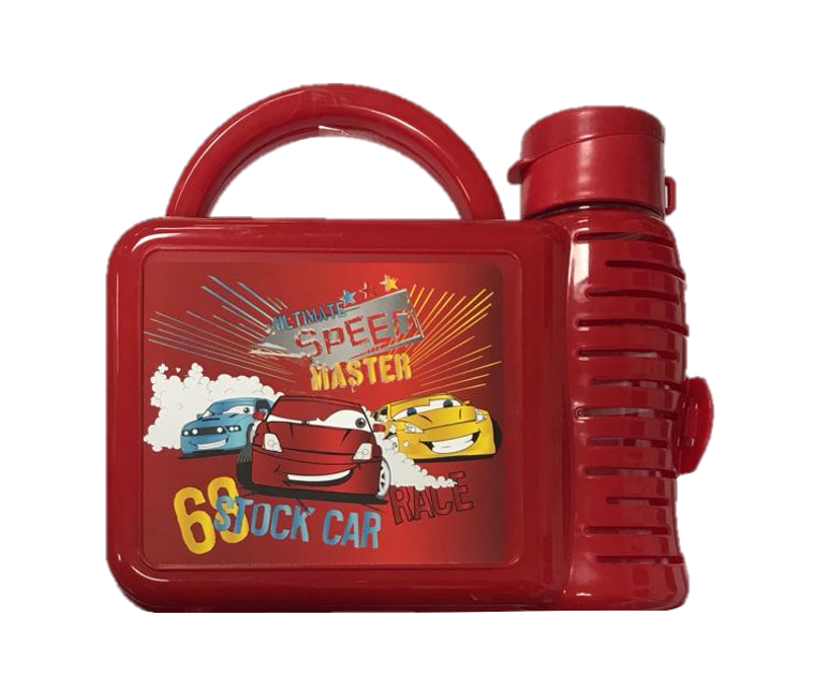 Tuffex Plastic Children's Lunch Box with Water Bottle 7.5 x 21.5 x 19.5 cm Assorted Designs 10761 / TP529 (Parcel Rate)