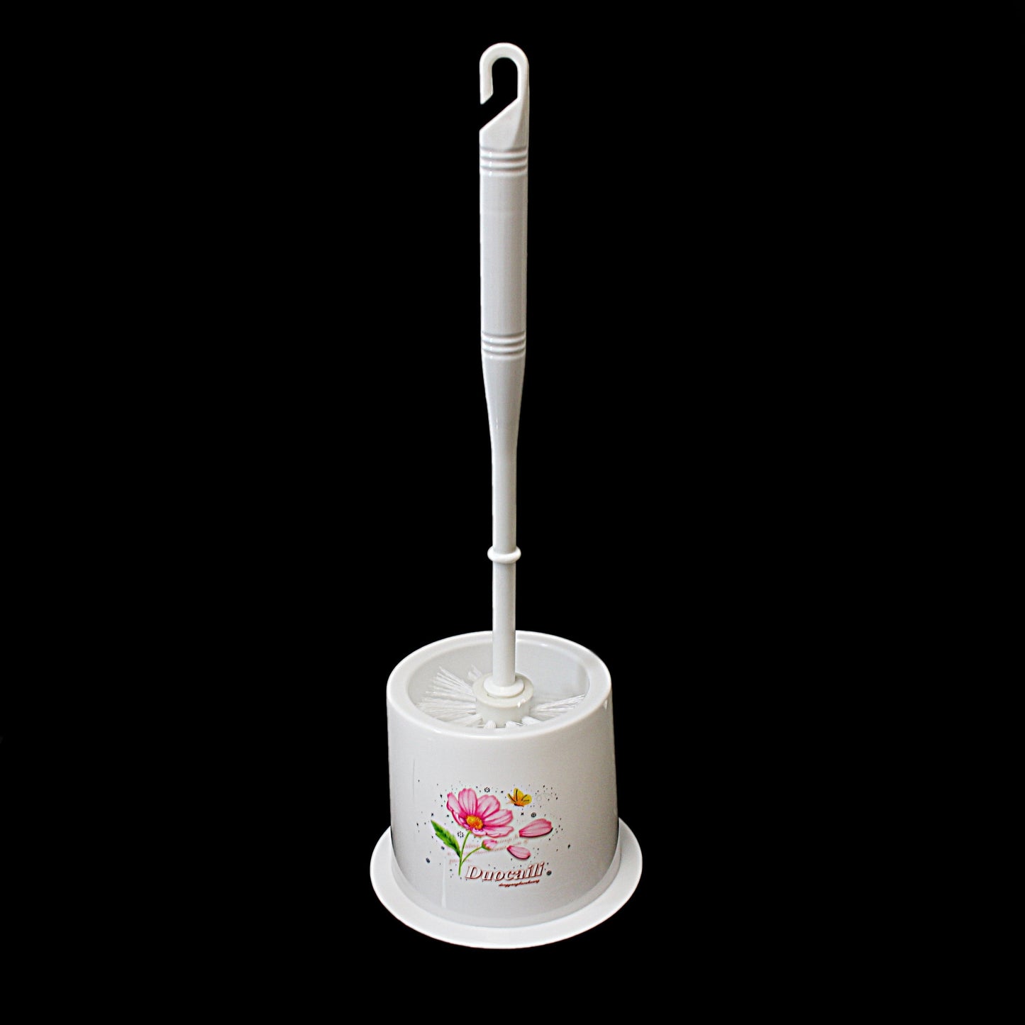 Bathroom Plastic Toilet Brush and Holder with Floral Print Design 0406 A (Parcel Rate)