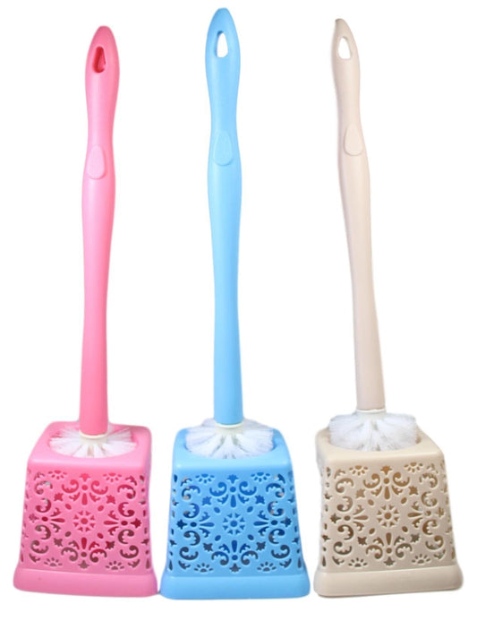 Bathroom Toilet Plastic Toilet Brush Lace Style 50 cm Assorted Colours 5193 (Parcel Rate)