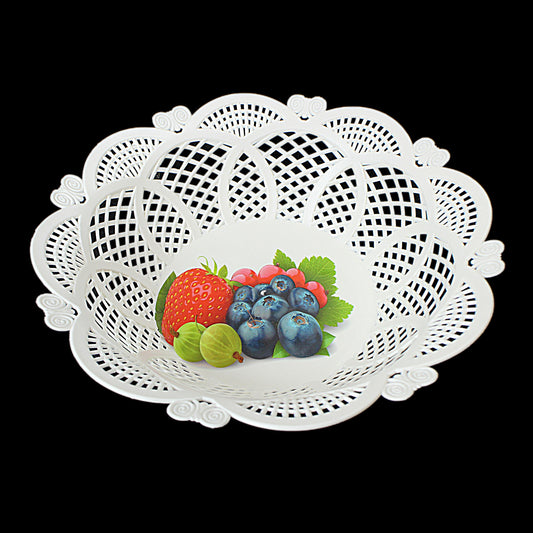 Plastic Rattan Style Serving Tray Bowl Floral Printed 3213 (Parcel Rate)