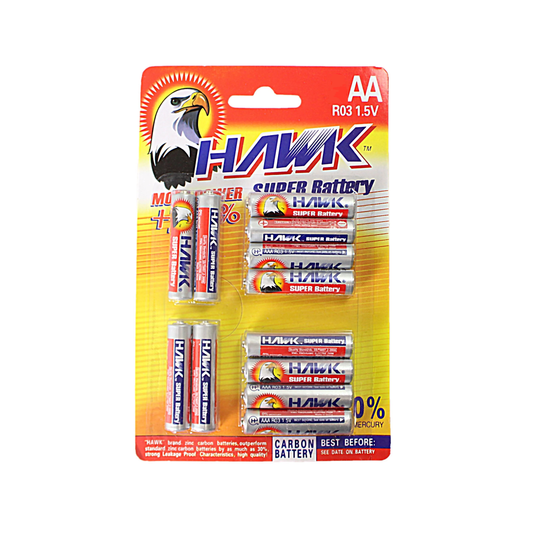 12 Pack Hawk Super Battery AA 1.5V Carbon Battery 01869 (Large Letter Rate)