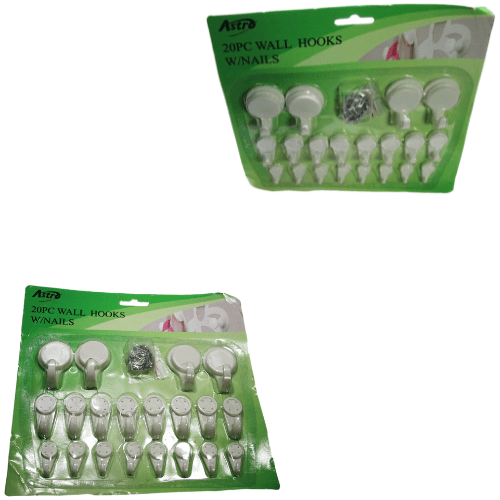 Pack Of 20 Wall Hooks With Nails Home Diy MCC2866 (Parcel Rate)