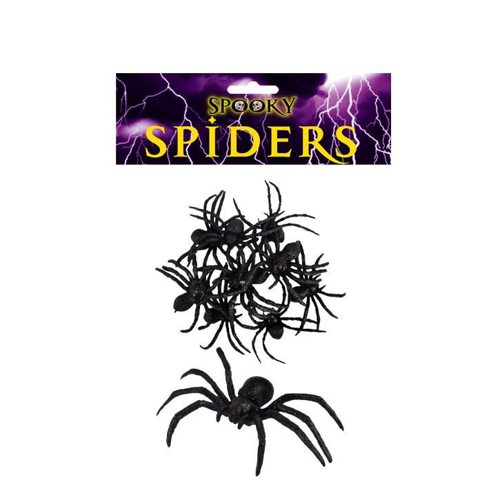 Black Halloween Spiders Party Decoration Props Prank Plastic Toy Spiders 8cm V09729 (Large Letter Rate)