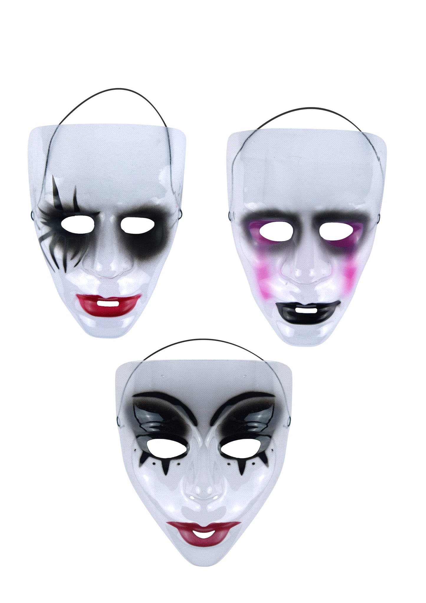 Halloween Plastic Scary Masks x1 Festive 3 Assorted Style Clear Masks V21161 (Parcel Rate)