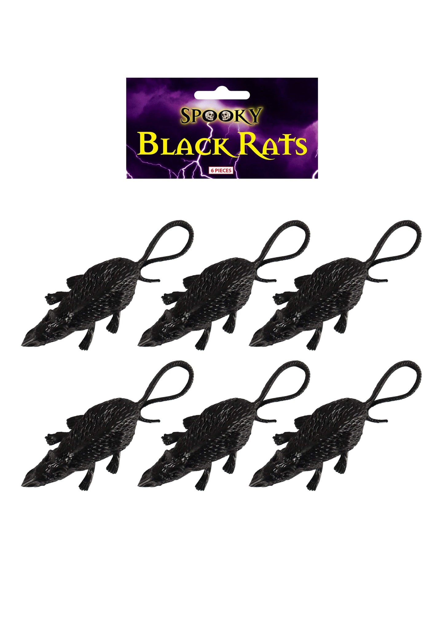 Halloween Jokes and Pranks Festive Fun Black Rats 8cm Pack of 6 V51344 (Parcel Rate)