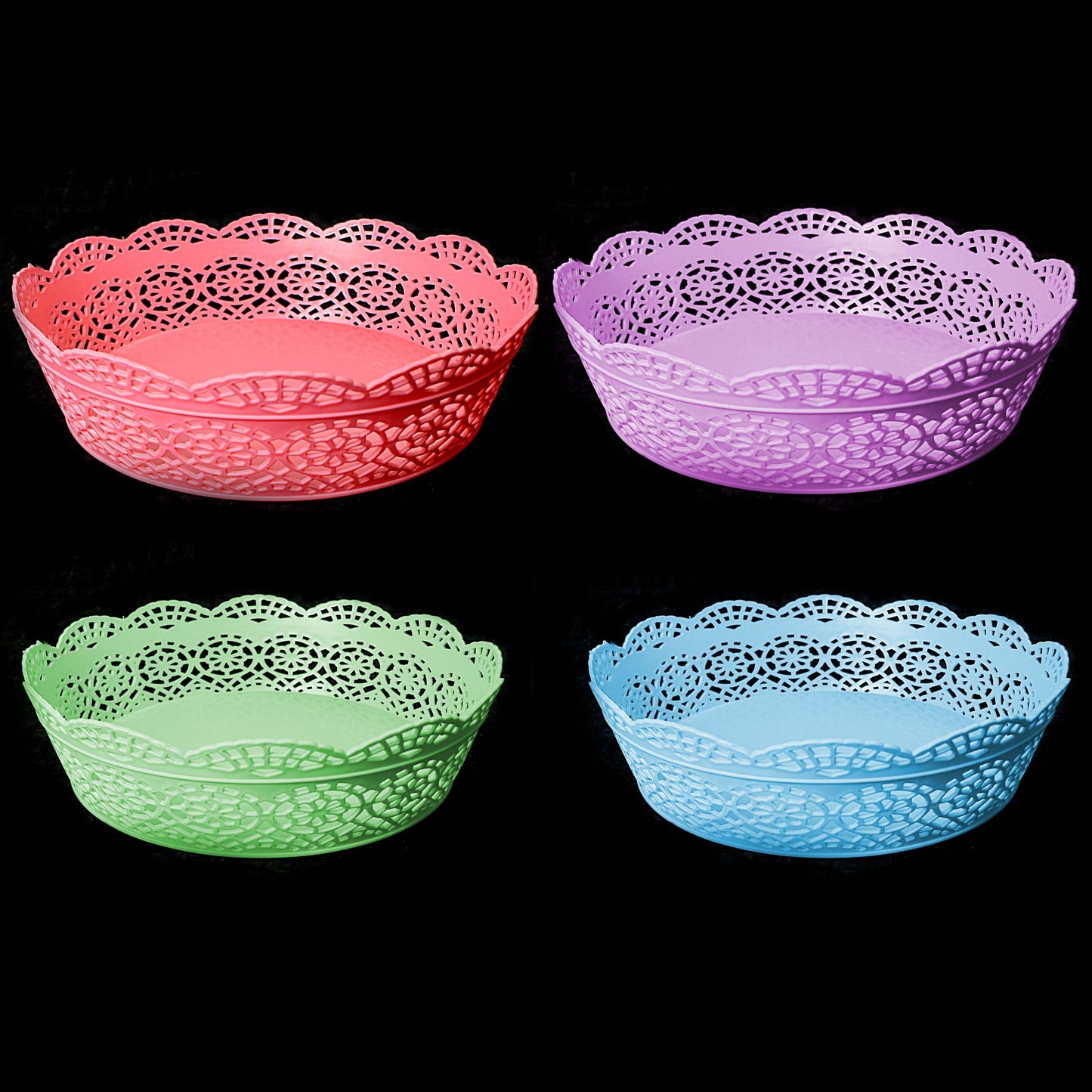 Plastic Vegetable Fruit Serving Basket 20 cm Assorted Colours 2533 (Parcel Rate)