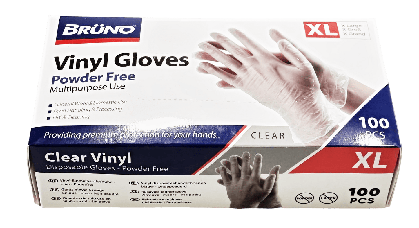 100 XL Disposable Vinyl Clear Examination Gloves Powder Free Latex Free Gloves VG002 (Parcel Rate)