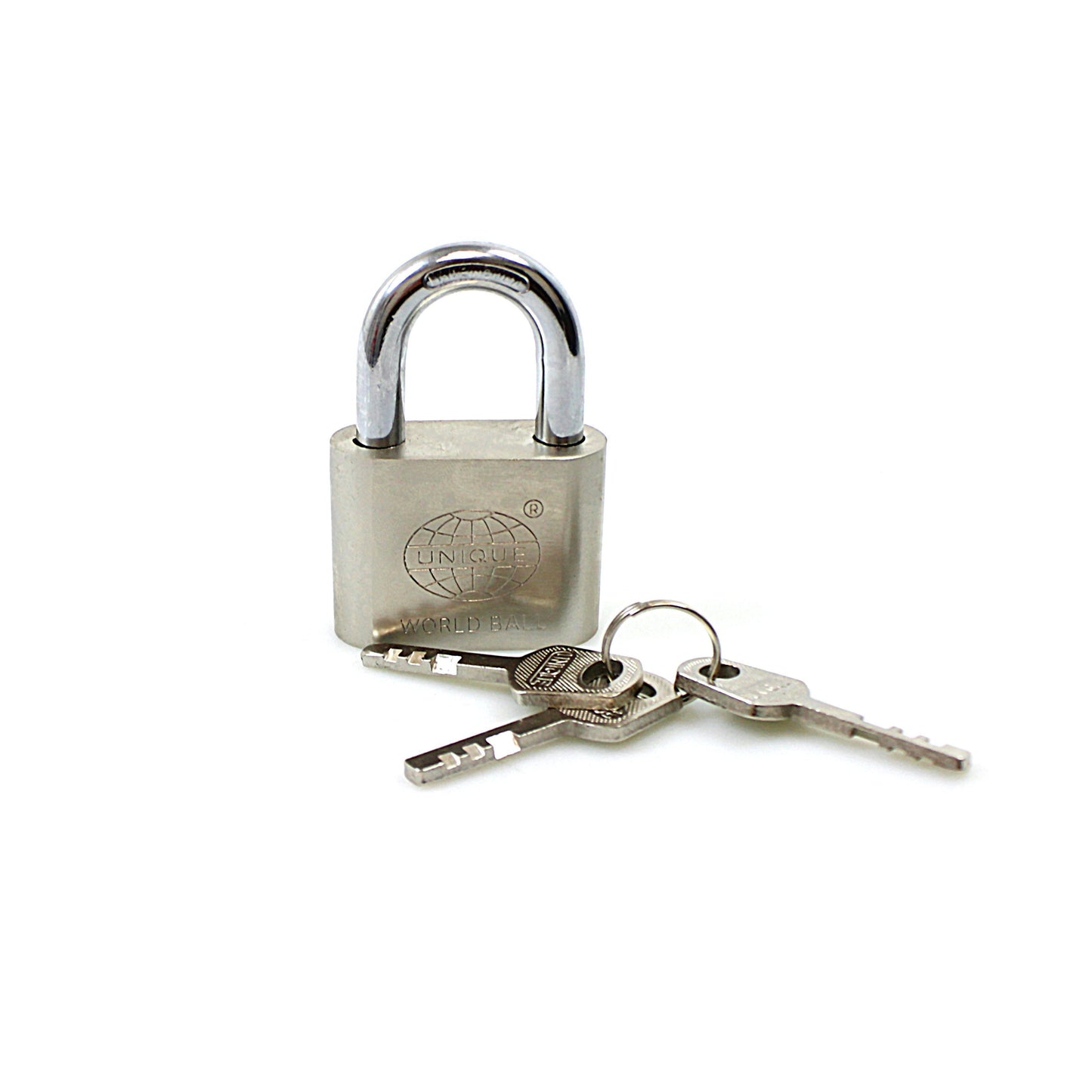50mm World Ball Lock High Security With 3 Keys Chrome 0246 (Large Letter Rate)