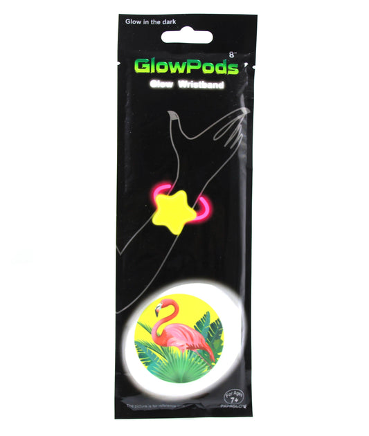 Glow Pods Glowing Neon Girls Ladies Party Wristband FLAMINGO Shape 8'' 5254 (Parcel Rate)