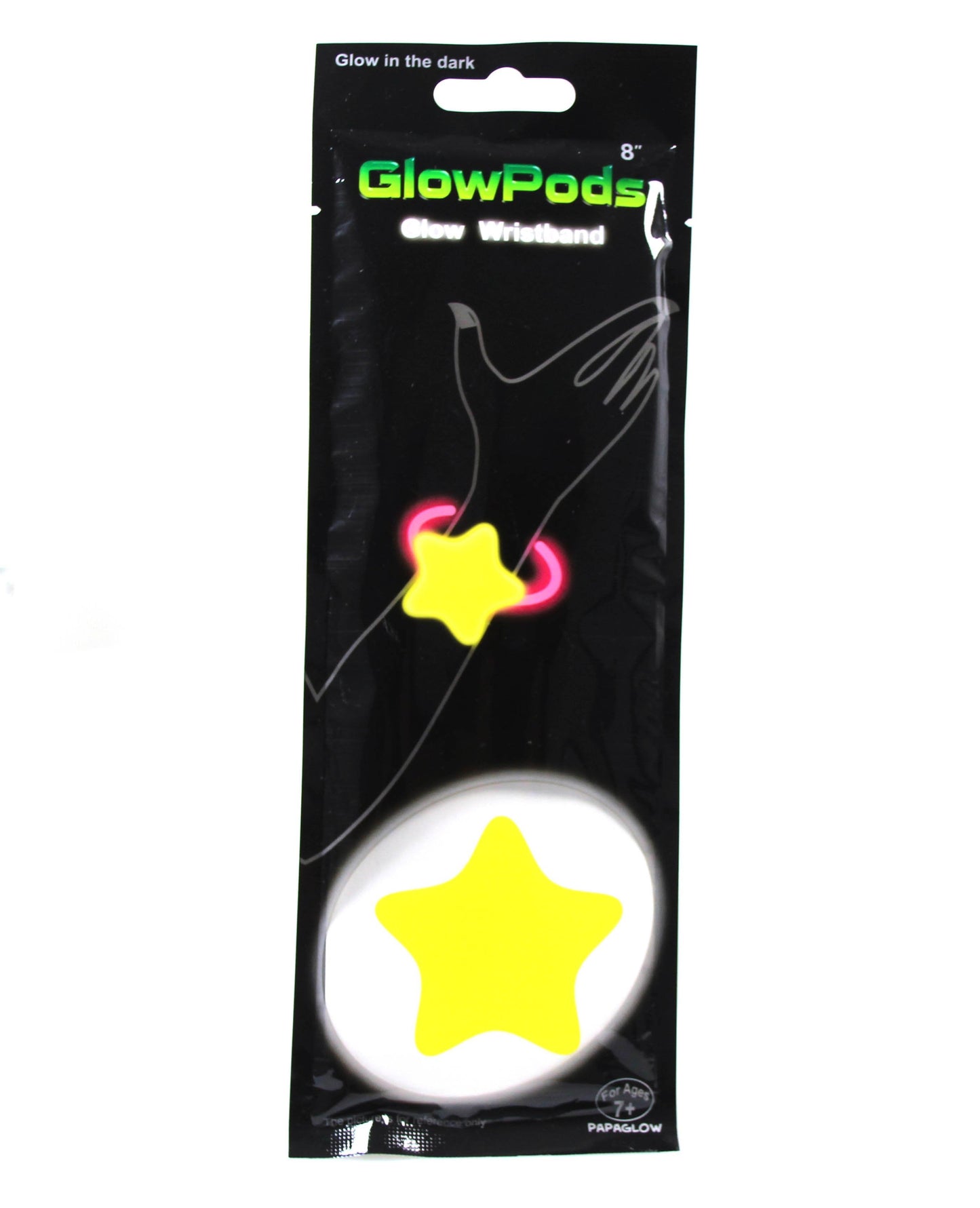 Glow Pods Glowing Neon Girls Ladies Party Wristband Glowing STAR Shape 8'' 5255 (Parcel Rate)