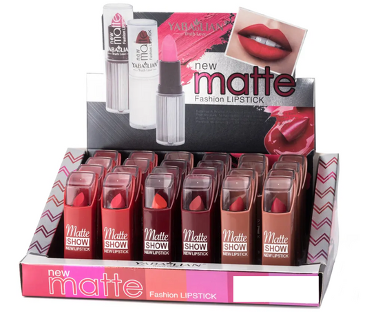 Yabaolian Vivid Matte Lipstick Assorted Colours Box of 24 Y0090 (Parcel Rate)