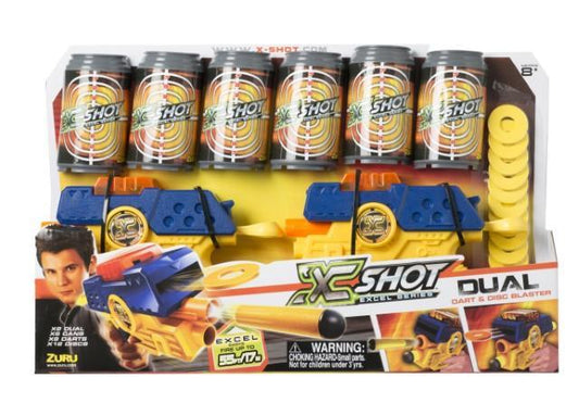 X-Shot Dual Dart & Disc Blaster Double Pack Set 2 Blaster Fire Discs and Darts 0083 (Parcel Rate)