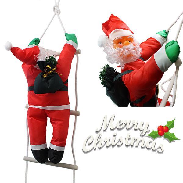 Christmas Santa Claus Climbing On Rope Ladder Figure Xmas Holiday Decor 90cm 5297 (Parcel Rate)