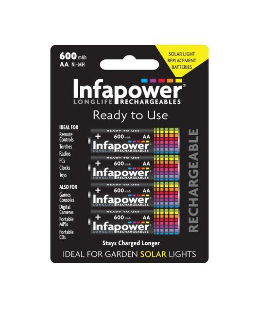 Infapower Ready to Use AA 600mAh 4 Pack Rechargeable Batteries B008 (Large Letter Rate)