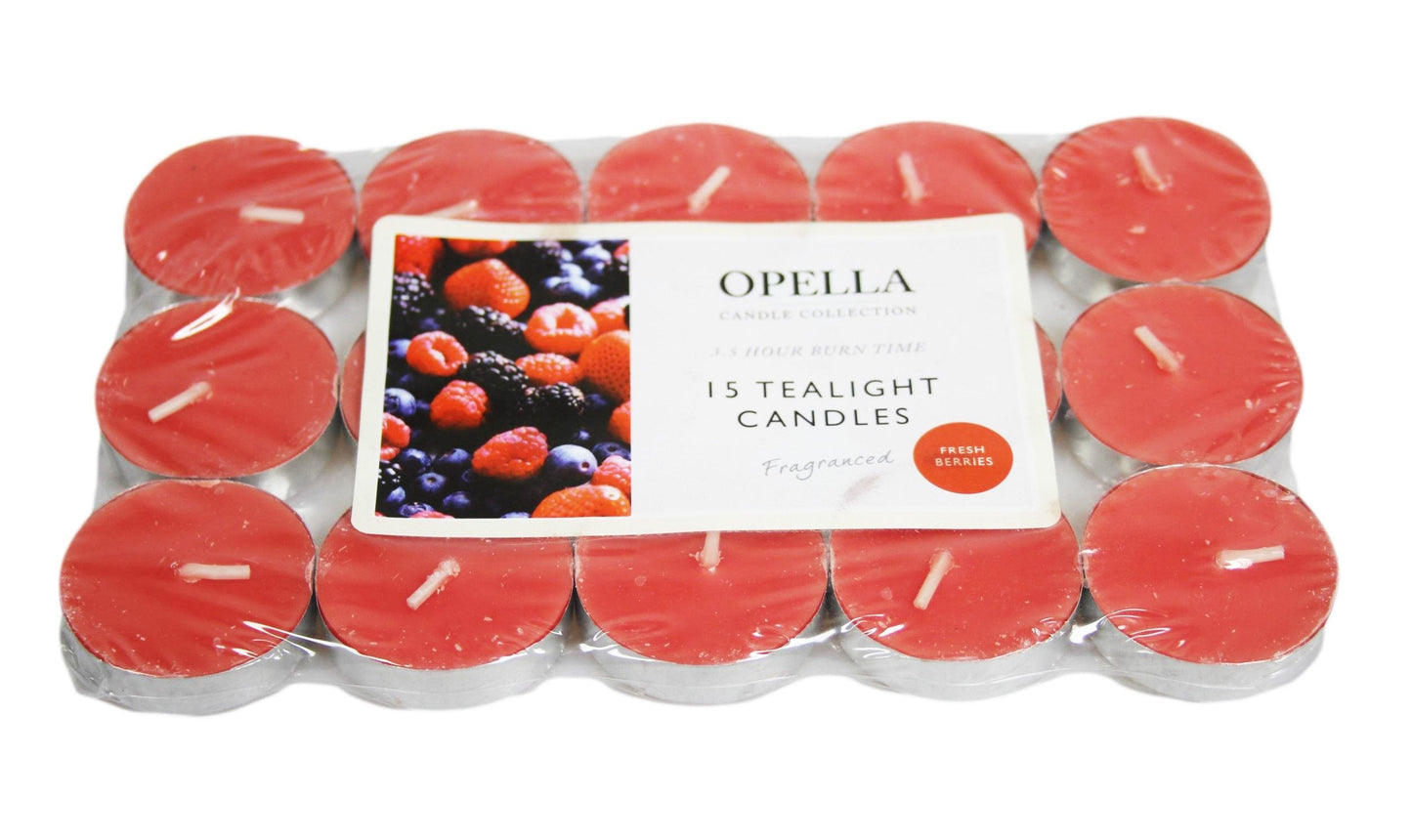 Beautifully Berries Scented Opella Fragranced 12 Tealight Candles 3.5 Hour Burn Time CD001B (Large Letter Rate)