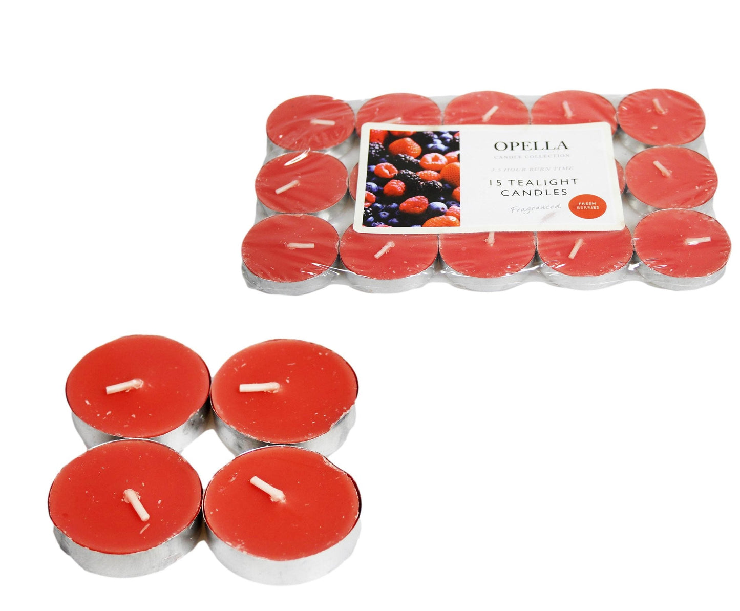 Beautifully Berries Scented Opella Fragranced 12 Tealight Candles 3.5 Hour Burn Time CD001B (Large Letter Rate)