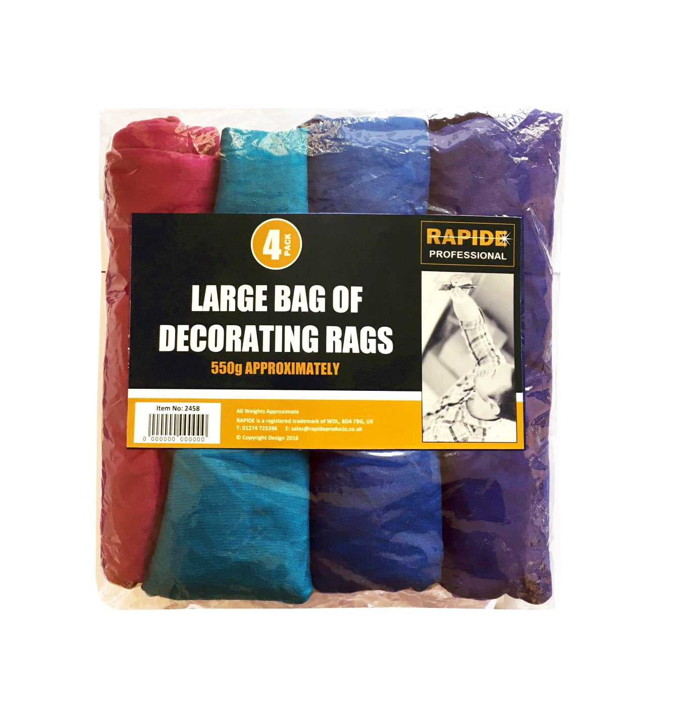 Large Bag of Decorating Rags Pack of 4 Assorted Colours 2458 (Parcel Rate)
