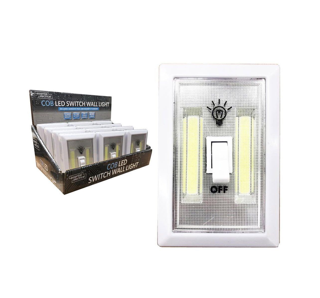 LED Battery Operated Wall Switch Night Light 400 Lumens 1 Pc Home Diy 2728 (Parcel Rate)
