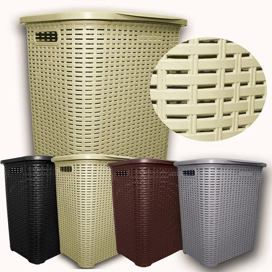 Plastic Rattan Style Laundry Storage Basket Home Bedroom Multipurpose Use 45 Litre TP7019 (Parcel Rate)