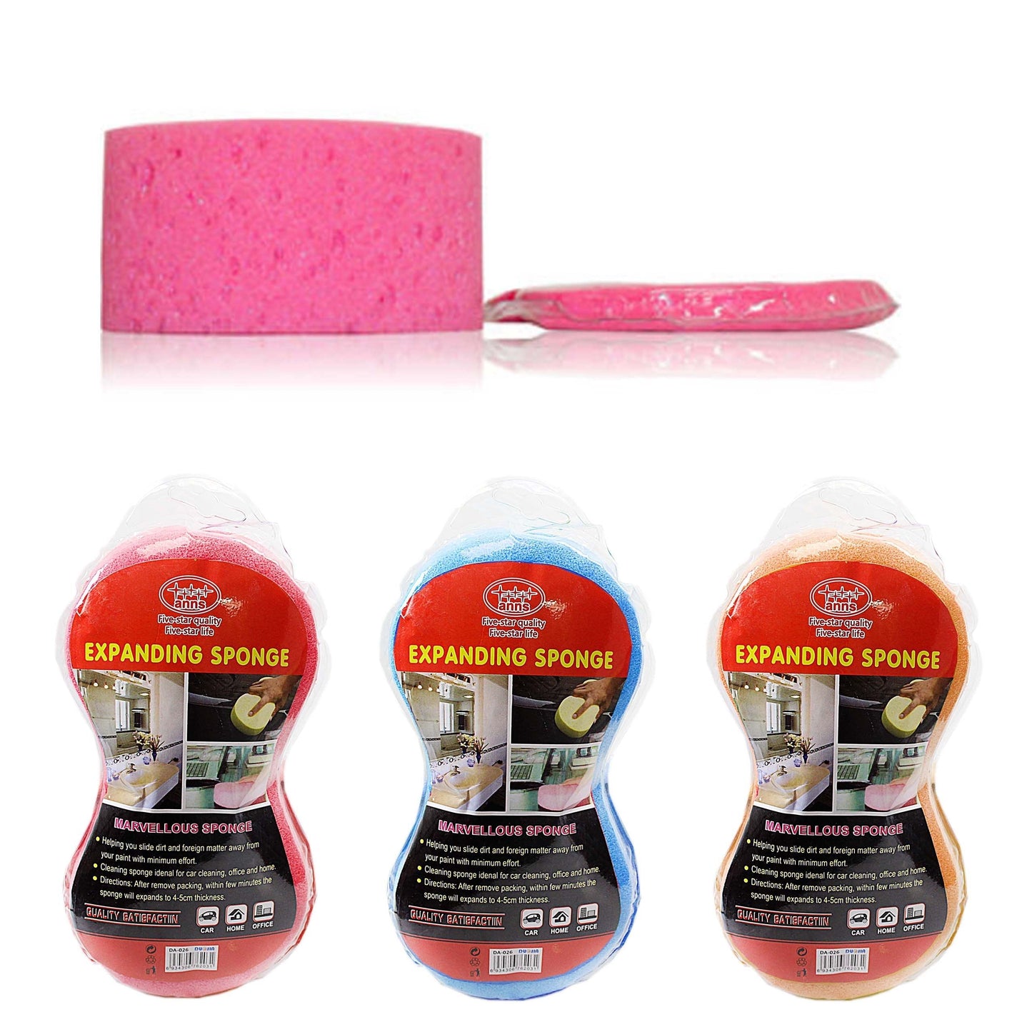 Compressed Expanding Kitchen Bathroom Cleaning Sponge Assorted Colours 6203 (Parcel Rate)