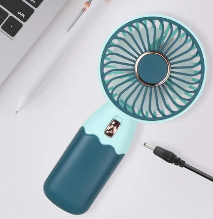 Mini Hand Fan with Stand 15 cm USB Rechargeable Assorted Colours and Designs 7151 / 7668 (Parcel Rate)