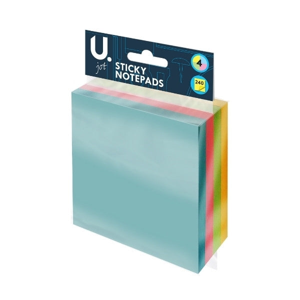 140 Page Sticky Note Pad 4 Block Colours School Office Use Standard Size 3'' x 3'' P2370 (Parcel Rate)