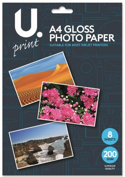 A4 Gloss Photo Paper Includes 8 Sheets 200GSM Superior Quality P2379 (Large Letter Rate)