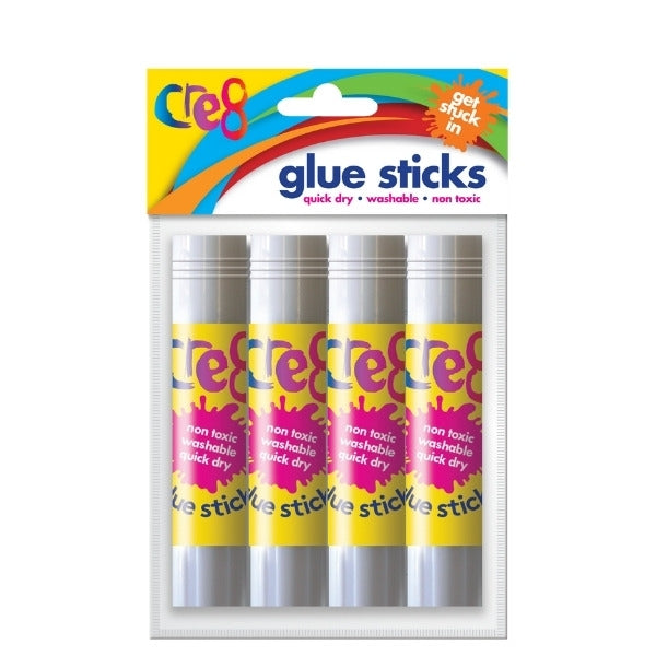 Art and Crafts Cre8 Glue Sticks Get Sticking Pack of 4 Glue Sticks P2908