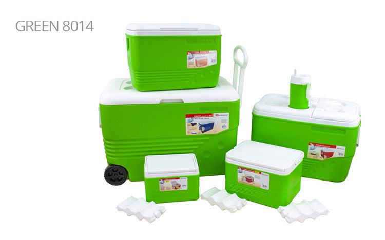 Ice Chest Cooler Box Set of 6 Green 1.25L / 6L / 14L / 31L / 60L 8014 (Big Parcel)