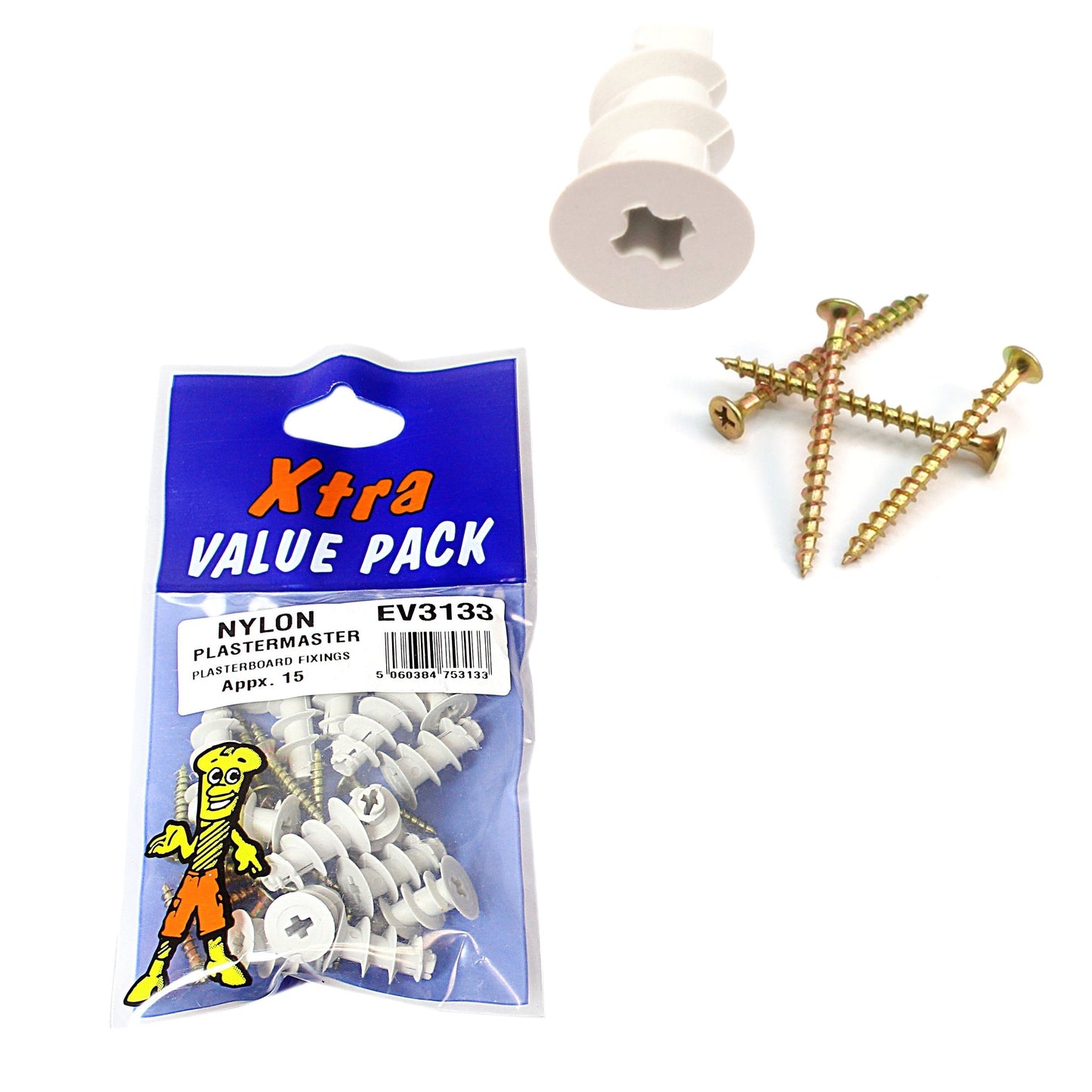 Xtra Value Pack Nylon Plaster Master Plasterboard Fixings Pack of 15 EV3133 (Large Letter Rate)