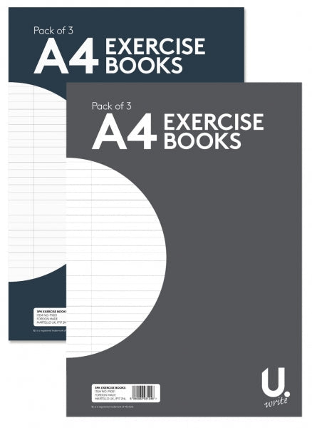 A4 Exercise Book 16 Sheets 30 x 21 cm Pack of 3 P1001 (Parcel Rate)