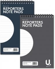 3 Pack Reporters Note Pads Home School Writing Pad 2 Assorted Design 5'' x 8'' P1004A (Parcel Rate)