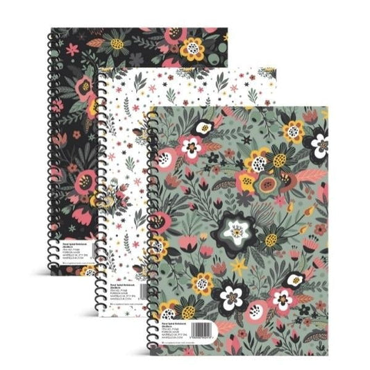 Floral Spiral Notebook 20 x 28cm School Assorted Designs P1068  A (Parcel Rate)
