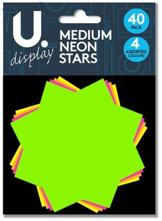 Medium Neon Stars 17.6 x 13.1 x 1.5 cm Pack of 40 P2045 (Large Letter Rate)