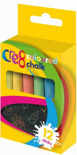 Cre8 Coloured Chalk Pack of 12 Assorted Colours P2177 (Parcel Rate)