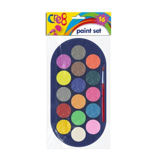 Cre8 Water Paint Palette with Brush 16 Colours P2179 (Large Letter Rate)