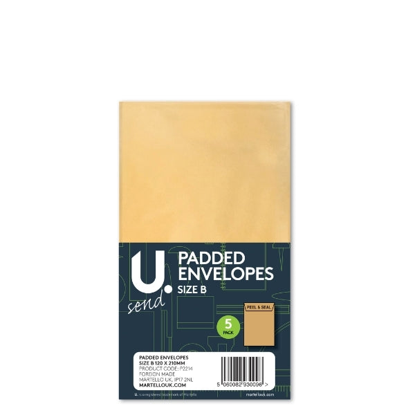 Size B Padded Envelopes  120 x 215 mm Pack of 5 P2214 (Parcel Rate)