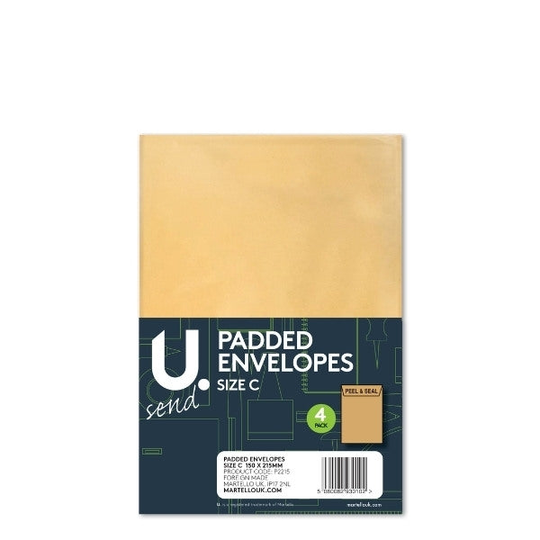 Padded Envelopes Size C 150 x 210 mm Pack of 4 P2215 (Parcel Rate)