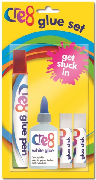 Cre8 Liquid and Glue Stick Set Pack of 4 Assorted Glues P2300 (Parcel Rate)