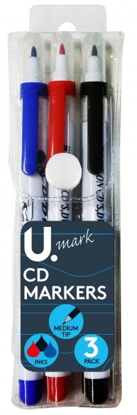 CD Markers Medium Tip Writing Blue Red Black CD Markers 3 Pack P2319 (Large Letter Rate)